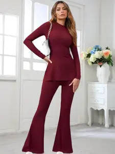 SRUTVA FASHION Textured Round Neck Top & Trousers Co-Ord Set