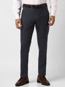 Van Heusen Men Checked Slim Fit Formal Trousers