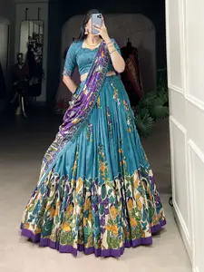 LADY SHOPI Floral Printed Ready to Wear Lehenga & Unstitched Blouse With Dupatta