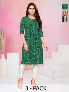 KETAKI FASHION Women Pack of 3 Ethnic Motifs Printed Daily Straight Kurtas