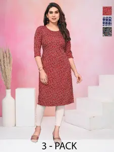 KETAKI FASHION Women Pack of 3 Printed Straight  Crepe Kurta