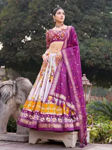 A TO Z CART Printed Ready to Wear Silk Lehenga & Unstitched Blouse With Dupatta