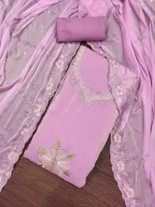 KIMISHA Floral Embroidered Sequinned Satin Unstitched Dress Material