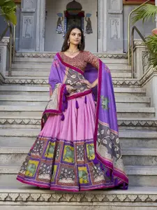 A TO Z CART Printed Ready to Wear Silk Lehenga & Unstitched Blouse With Dupatta