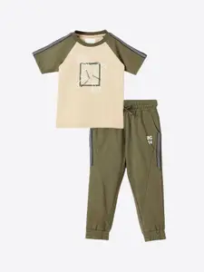 Blue Giraffe Boys Mid Rise Pure Cotton Joggers