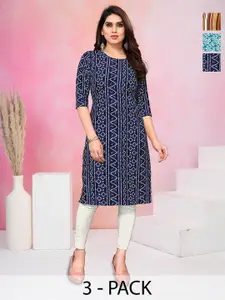 KETAKI FASHION Women Pack of 3 Floral Printed Daily Straight Kurtas