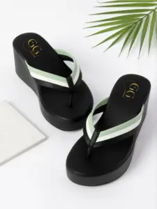 GLO GLAMP Women Colourblocked Open Toe Wedge Sandals