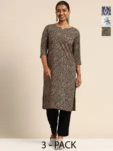 KETAKI FASHION Women Pack of 3 Floral Printed Daily Straight Kurtas