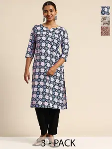 KETAKI FASHION Women Pack Of 3 Floral Printed Crepe Kurta