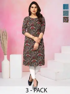 KETAKI FASHION Women Pack of 3 Floral Printed Crepe Kurta