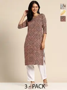 KETAKI FASHION Women Pack of 3 Floral Printed Daily Straight Kurtas