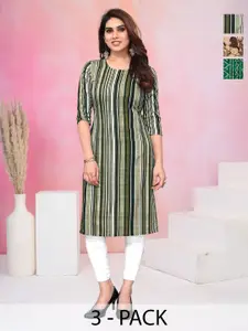 KETAKI FASHION Pack Of 3 Women Printed Straight Kurta