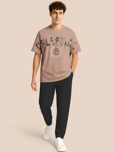 BULLMER Printed Round Neck Oversized T-Shirt & Trousers