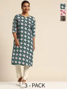 KETAKI FASHION Women Pack Of 3 Floral Printed Crepe Kurta