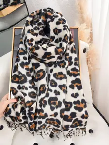 QUECY Women Printed Scarf with Tasselled Border