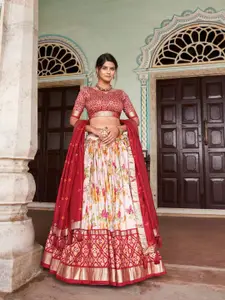 A TO Z CART Printed Ready to Wear Silk Lehenga & Unstitched Blouse With Dupatta