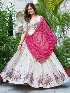 BAESD Embroidered Sequinned Semi-Stitched Lehenga & Unstitched Blouse With Dupatta