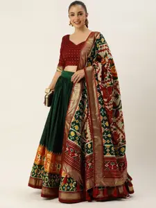 A TO Z CART Printed Ready to Wear Silk Lehenga & Unstitched Blouse With Dupatta