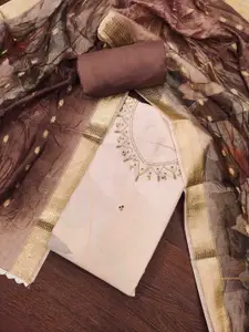 KIMISHA Floral Printed Beads And Stones Unstitched Dress Material