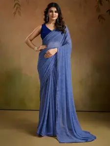 Saree mall Striped Printed Sequinned Pure Georgette Leheriya Sarees