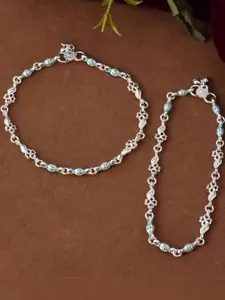 Sangria Stainless Steel Silver-Plated Anklet