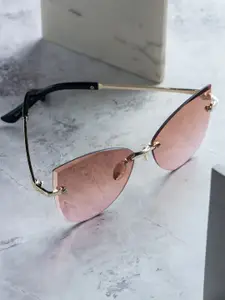 Leeway Women Gold-Toned Cateye Sunglasses with UV Protected Lens LW-2007-3-PINK