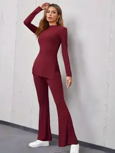 SRUTVA FASHION Textured Round Neck Top & Trousers Co-Ord Set