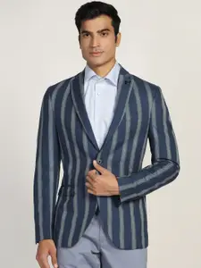 Blackberrys Men Striped Single-Breasted Slim-Fit Casual Blazer