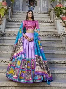 A TO Z CART Printed Ready to Wear Silk Lehenga & Unstitched Blouse With Dupatta