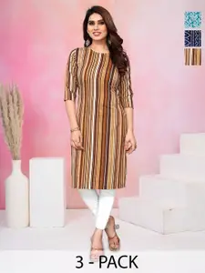 KETAKI FASHION Women Pack Of 3 Striped Crepe Kurta