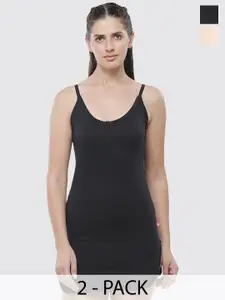 Daisy Dee Pack of 2 Cotton Non-Padded Long Line Side Slits Slips