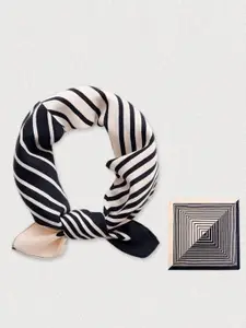 QUECY Women Printed Scarf with Solid Border