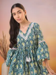 Sangria Women Paisley Printed Pure Cotton Empire Top