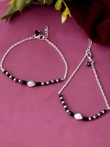 Sangria Stainless Steel Silver-Plated Anklet