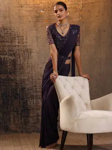 Libas Belted Sarees With Embellished Blouse