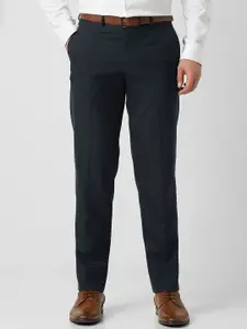 Van Heusen Men Textured Regular Fit Mid-Rise Trousers