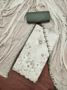 KIMISHA Floral Printed Thread Work Unstitched Dress Material