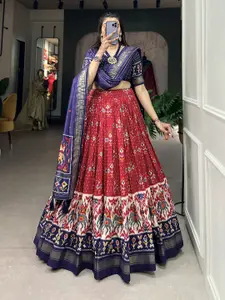 LADY SHOPI Printed Ready to Wear Lehenga & Unstitched Blouse With Dupatta