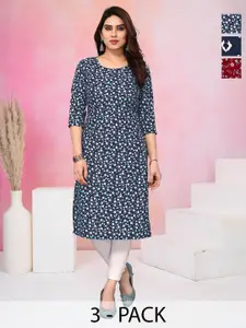KETAKI FASHION  Women Pack Of 3 Floral Printed Kurta