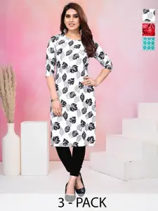 KETAKI FASHION Women Pack of 3 Printed Straight  Crepe Kurta