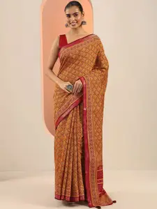 Libas Ethnic Motifs Printed Zari Striped Border Saree