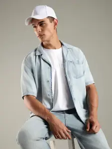 Tommy Hilfiger Cuban Collar Relaxed Fit Cotton Casual Shirt