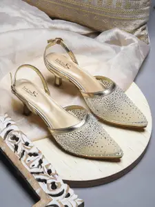 Froh Feet Women Embellished Kitten Sandals Heel