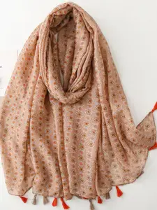 QUECY Women Printed Scarf with Tasselled