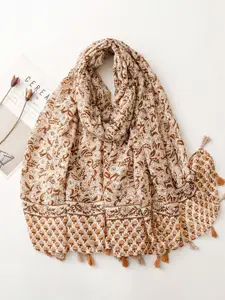 QUECY Women Printed Scarf with Tasselled