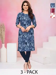 KETAKI FASHION Women Pack of 3 Floral Printed Daily Straight Kurtas