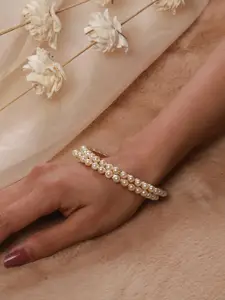 Anouk Set Of 2 Gold-Plated Pearls-Studded Bangles