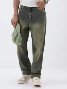 Urbano Fashion Men Loose Baggy Fit Mid-Rise Heavy Fade Jeans