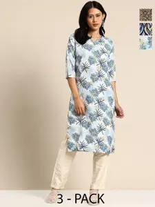 KETAKI FASHION Women Pack of 3 Floral Printed Daily Straight Kurtas
