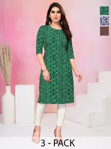 KETAKI FASHION Women Pack of 3 Floral Printed Daily Straight Kurtas